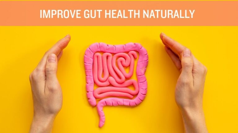 Healthy balanced meal with fruits, vegetables, nuts, and yogurt – natural foods to improve gut health