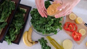 Kale salad rich in fiber for gut health