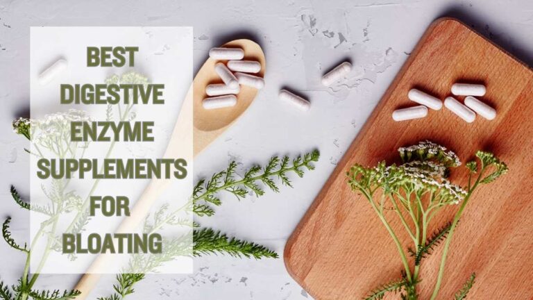 Digestive enzyme supplement capsules for bloating relief and healthy digestion.