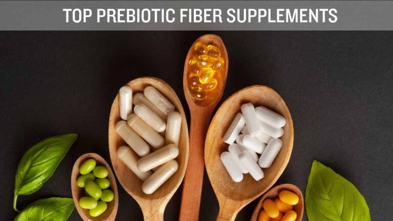 Top prebiotic fiber supplements including Benefiber, Sunfiber, Prebiotin, NOW Inulin powder, and Metamucil for gut health and digestion support.