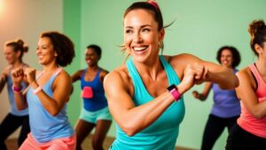 women doing aerobics excercise shows short-chain fatty acids being produced in the colon as a result of consistent exercise.
