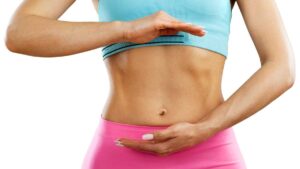 Infographic showing how consistent physical activity enhances gut microbiome diversity and balance.