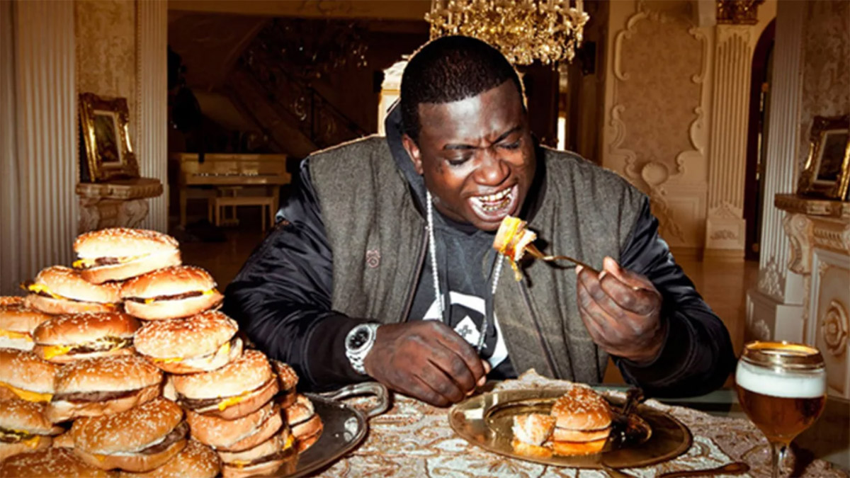 Gucci Mane before weight loss eating burgers